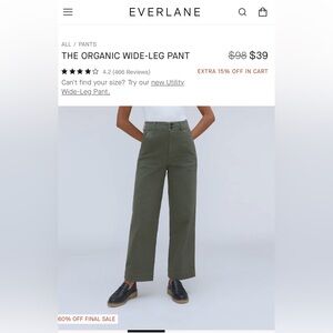 Everlane Olive Green and Toasted Coconut Wide-Leg Pants 00